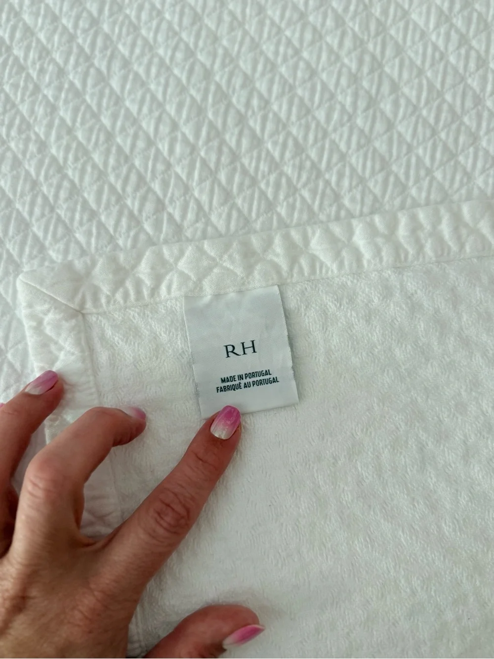 Restoration Hardware Cotton Diamond Quilted Matelassé Coverlet & Matching Shams